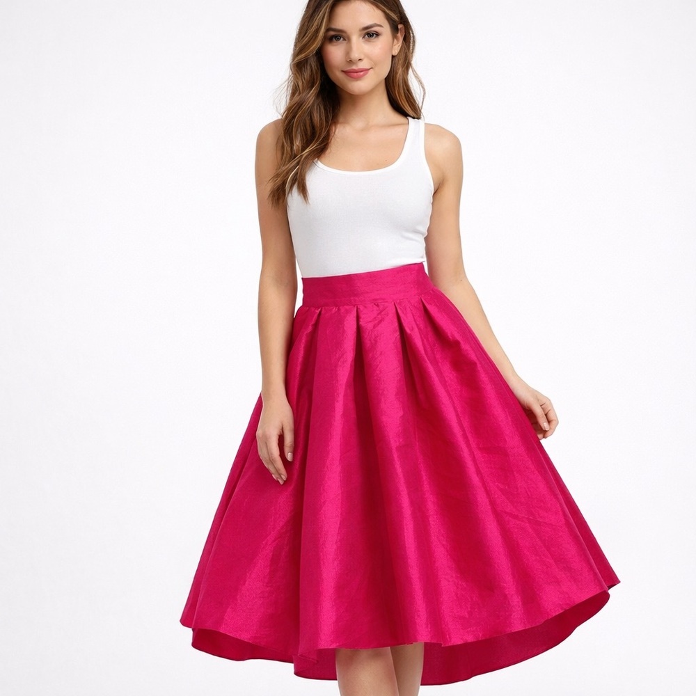 Classic A-Line Midi Skirt in Hot Pink